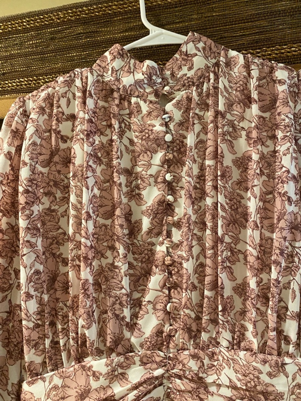 Ivy City Co Pink and White Floral Long-Sleeve Pleated Dress - Picture 2 of 4